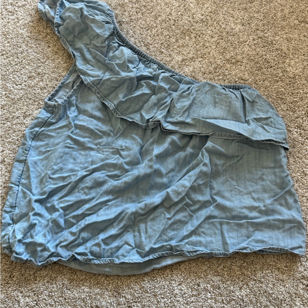 Women's Blue One-Shoulder Top